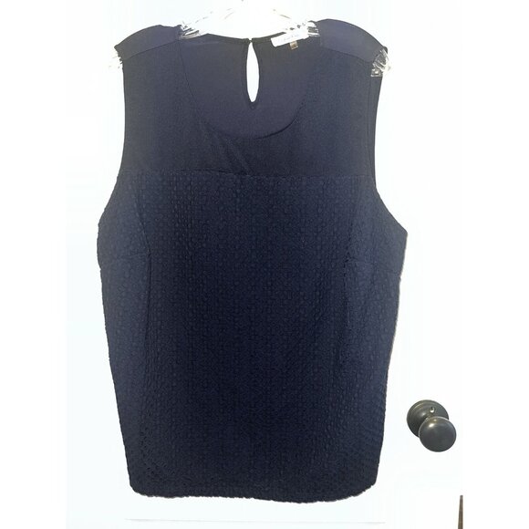 Calvin Klein Sleeveless Eyelet front Women’s Size 1X Dark Navy Blue keyhole back - Picture 1 of 8